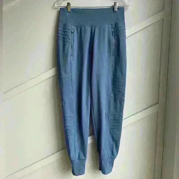 Athleta Venice Moto Jogger Cottage Blue Spandex Loose leggins fit size S - Picture 9 of 12